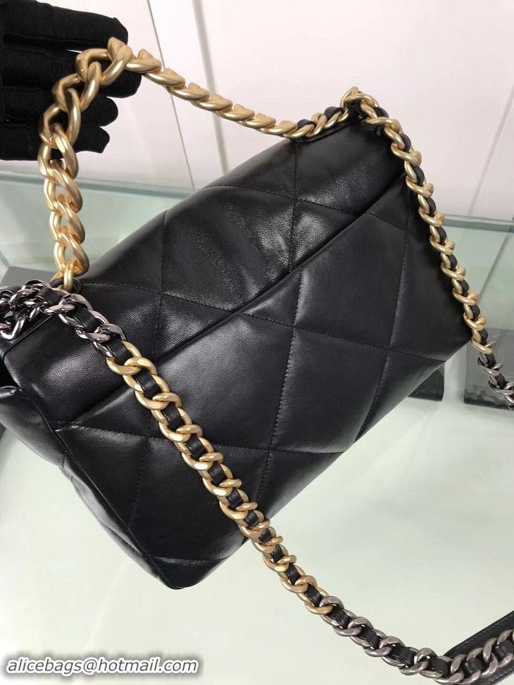 Discount Design Chanel 19 Large Leather Flap Bag AS1161 Black 2019