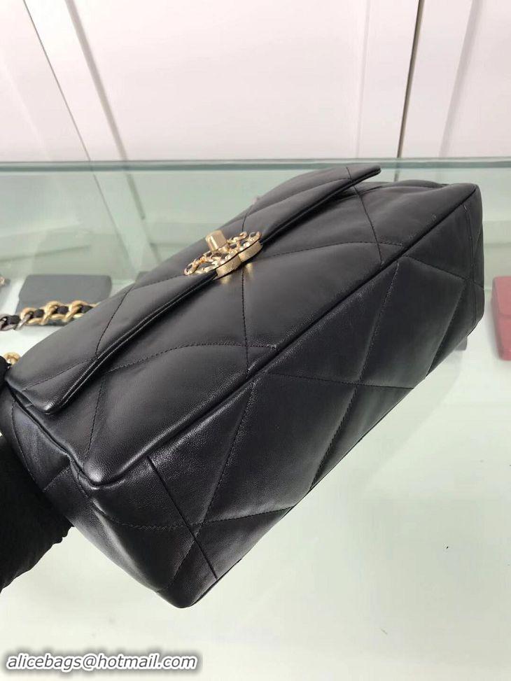 Discount Design Chanel 19 Large Leather Flap Bag AS1161 Black 2019