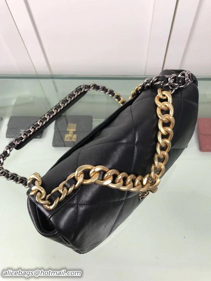 Discount Design Chanel 19 Large Leather Flap Bag AS1161 Black 2019