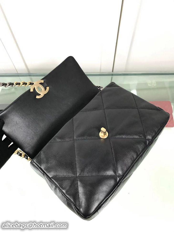 Discount Design Chanel 19 Large Leather Flap Bag AS1161 Black 2019