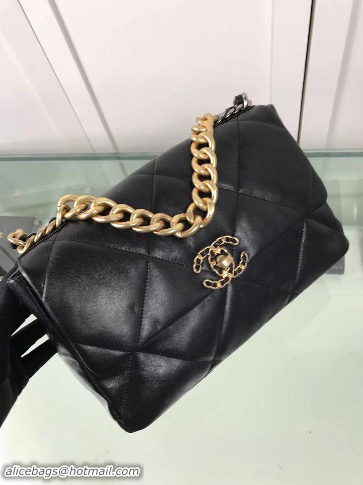 Discount Design Chanel 19 Large Leather Flap Bag AS1161 Black 2019