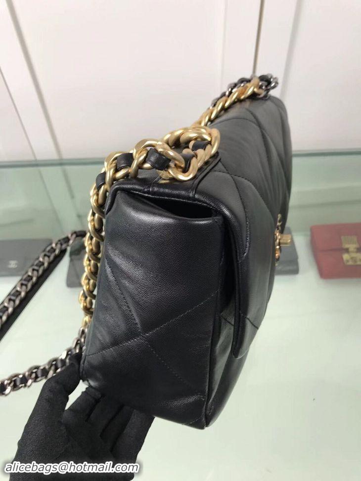 Discount Design Chanel 19 Large Leather Flap Bag AS1161 Black 2019