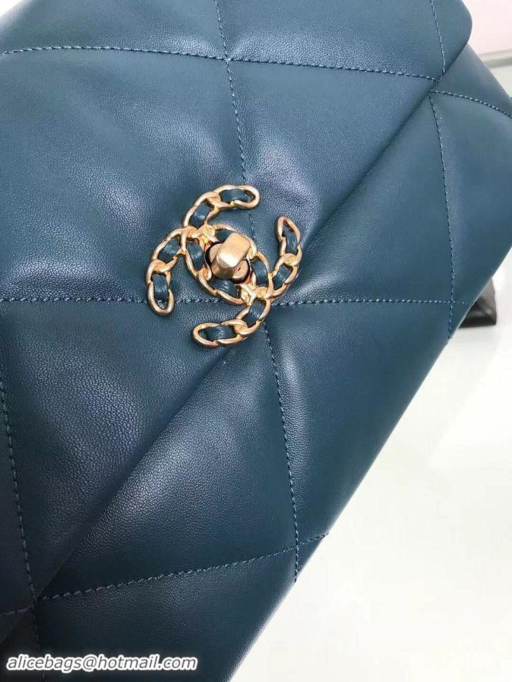 Top Quality Chanel 19 Large Leather Flap Bag AS1161 Blue 2019