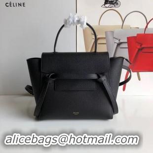 Discount Celine NANO BELT BAG IN GRAINED CALFSKIN 99970 Black