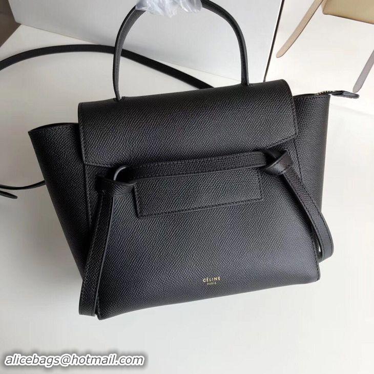 Discount Celine NANO BELT BAG IN GRAINED CALFSKIN 99970 Black