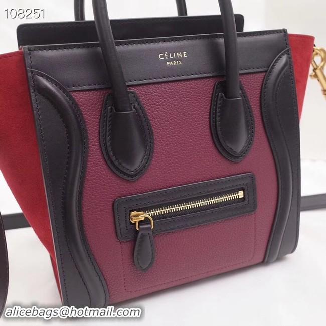 Luxury CELINE NANO LUGGAGE BAG IN LAMINATED LAMBSKIN 168243-1