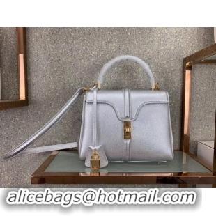 Classic Specials CELINE SMALL 16 BAG IN LAMINATED GRAINED CALFSKIN 188003 SILVER