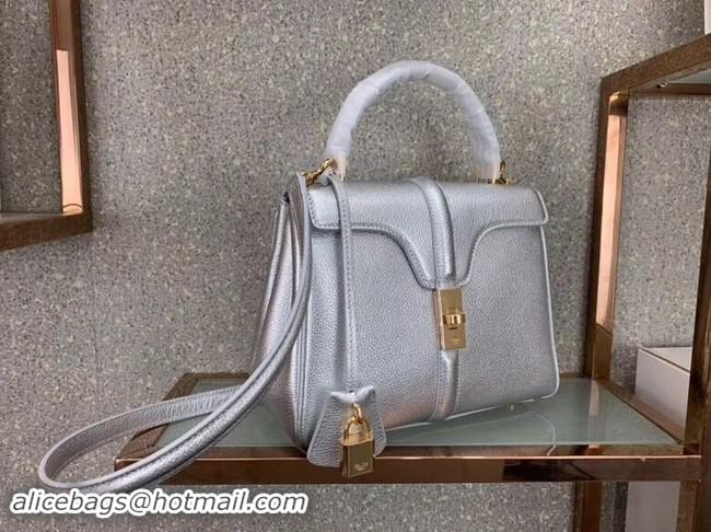 Classic Specials CELINE SMALL 16 BAG IN LAMINATED GRAINED CALFSKIN 188003 SILVER