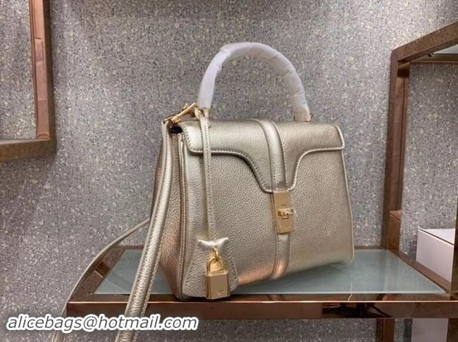 Best Price CELINE SMALL 16 BAG IN LAMINATED GRAINED CALFSKIN 188003 GOLD