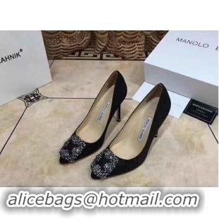 Unique Imitation Manolo Blahnik Ballerina Satin Canvas MB0886 Black