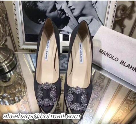 Original Cheap Manolo Blahnik Ballerina Satin Canvas MB0887 Black