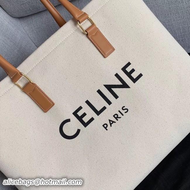 Luxury Celine VERTICAL CABAS CELINE IN CANVAS WITH CELINE PRINT AND CALFSKIN 190062