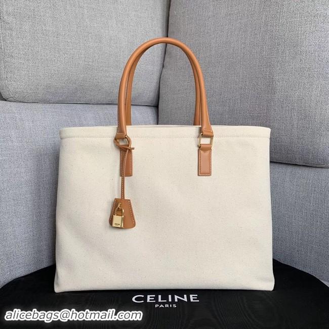 Luxury Celine VERTICAL CABAS CELINE IN CANVAS WITH CELINE PRINT AND CALFSKIN 190062