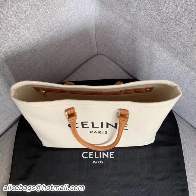 Luxury Celine VERTICAL CABAS CELINE IN CANVAS WITH CELINE PRINT AND CALFSKIN 190062