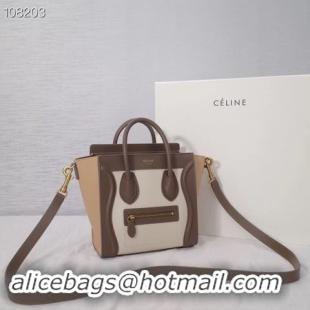 Classic Hot CELINE NANO LUGGAGE BAG IN LAMINATED LAMBSKIN 189244-1