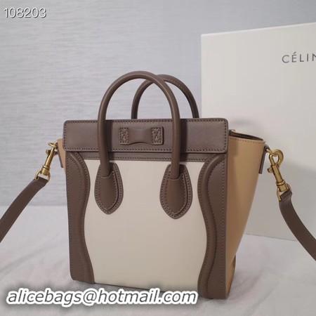 Classic Hot CELINE NANO LUGGAGE BAG IN LAMINATED LAMBSKIN 189244-1