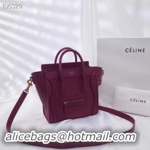 Discount Classic CELINE NANO LUGGAGE BAG IN LAMINATED LAMBSKIN 189244-18