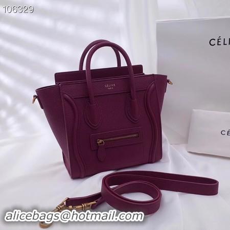 Discount Classic CELINE NANO LUGGAGE BAG IN LAMINATED LAMBSKIN 189244-18