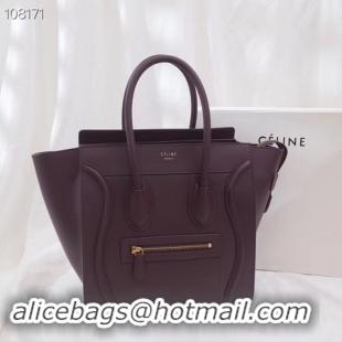 Stylish CELINE MICRO LUGGAGE HANDBAG IN LAMINATED LAMBSKIN 167793-9