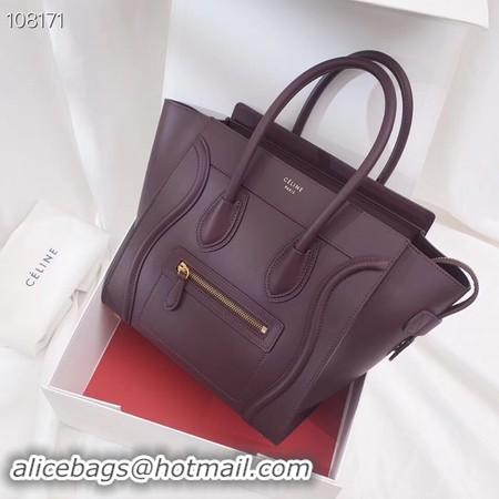 Stylish CELINE MICRO LUGGAGE HANDBAG IN LAMINATED LAMBSKIN 167793-9