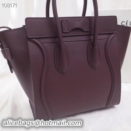 Stylish CELINE MICRO LUGGAGE HANDBAG IN LAMINATED LAMBSKIN 167793-9