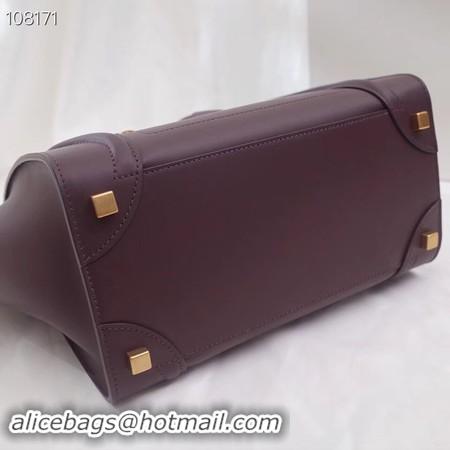 Stylish CELINE MICRO LUGGAGE HANDBAG IN LAMINATED LAMBSKIN 167793-9