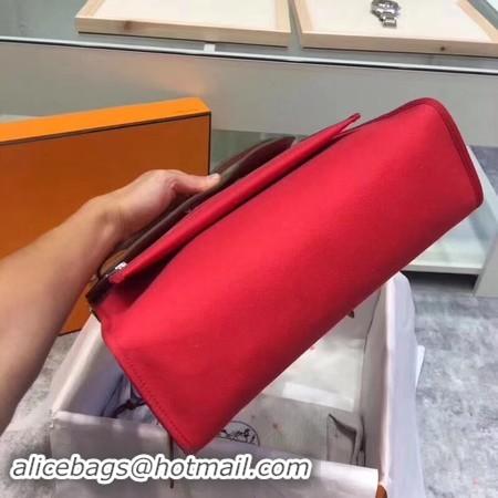 Lowest Cost Hermes Herbag 31CM Original Canvas Leather & Calfskin 45987 Red&Apricot