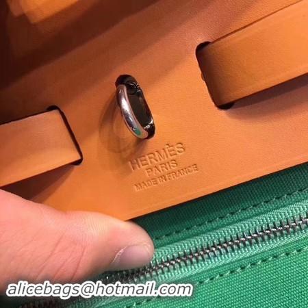 Fashion Hermes Herbag 31CM Original Canvas Leather & Calfskin 45987 Green&Apricot