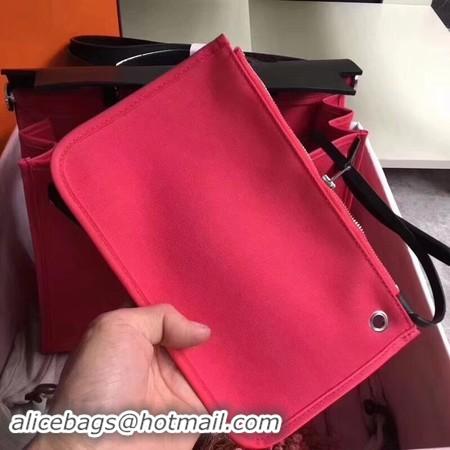 Perfect Hermes Herbag 31CM Original Canvas Leather & Calfskin 45987 Red&Black