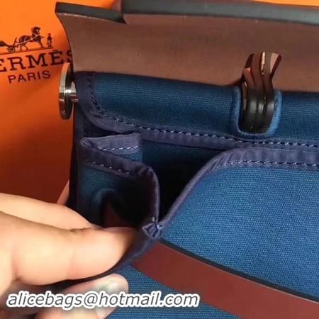 Top Grade Hermes Herbag 31CM Original Canvas Leather & Calfskin 45987 Blue&Wine