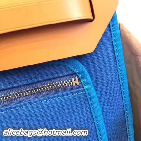 Top Design Hermes Herbag 31CM Original Canvas Leather & Calfskin 45987 Blue&Apricot