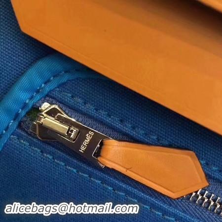 Top Design Hermes Herbag 31CM Original Canvas Leather & Calfskin 45987 Blue&Apricot