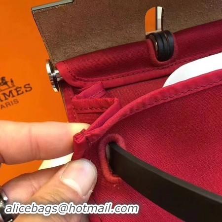 Good Quality Hermes Herbag 31CM Original Canvas Leather & Calfskin 45987 Black&Red  