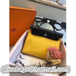 Unique Style Hermes Herbag 31CM Original Canvas Leather & Calfskin 45987 Yellow&Black