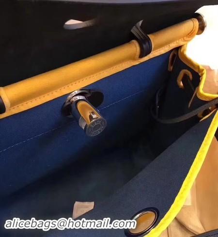 Unique Style Hermes Herbag 31CM Original Canvas Leather & Calfskin 45987 Yellow&Black