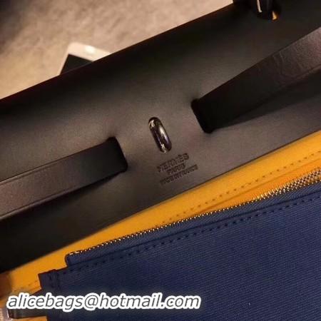 Unique Style Hermes Herbag 31CM Original Canvas Leather & Calfskin 45987 Yellow&Black