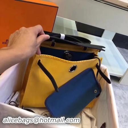 Unique Style Hermes Herbag 31CM Original Canvas Leather & Calfskin 45987 Yellow&Black