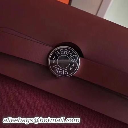 Cheap Price Hermes Herbag 31CM Original Canvas Leather & Calfskin 45987 Wine