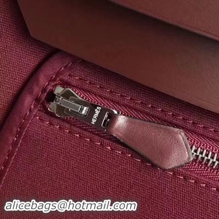 Cheap Price Hermes Herbag 31CM Original Canvas Leather & Calfskin 45987 Wine