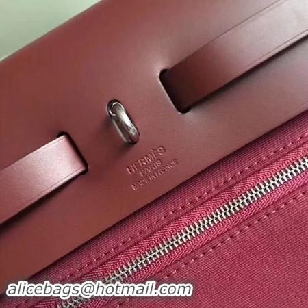 Cheap Price Hermes Herbag 31CM Original Canvas Leather & Calfskin 45987 Wine