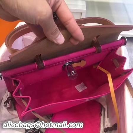 Good Product Hermes Herbag 31CM Original Canvas Leather & Calfskin 45987 Pink&Brown