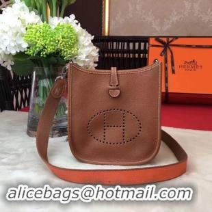 Unique Style Hermes Evelyne mini 17cm Messenger Bag Original Calf Leather H1187 Light tan