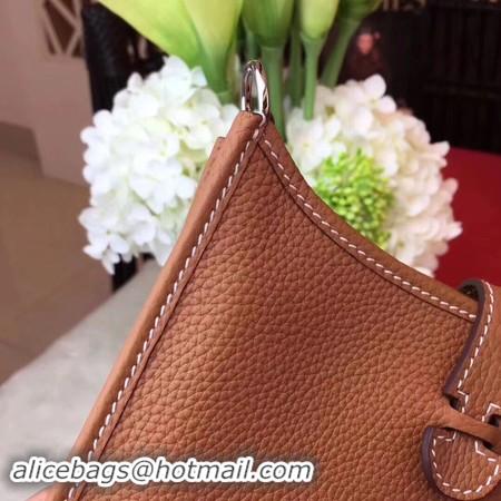 Unique Style Hermes Evelyne mini 17cm Messenger Bag Original Calf Leather H1187 Light tan