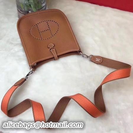 Unique Style Hermes Evelyne mini 17cm Messenger Bag Original Calf Leather H1187 Light tan