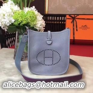 Discount Hermes Evelyne mini 17cm Messenger Bag Original Calf Leather H1187 Sky blue