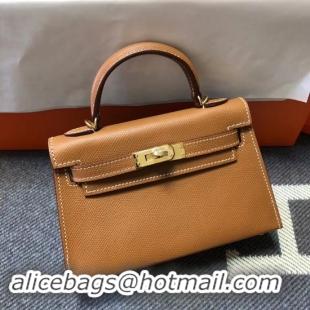 Grade Quality Hermes Kelly 20cm Tote Bag Original Leather KL20 Camel