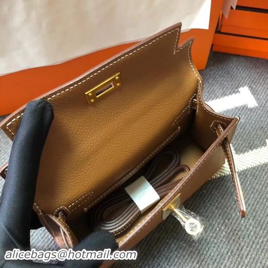 Grade Quality Hermes Kelly 20cm Tote Bag Original Leather KL20 Camel