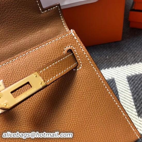 Grade Quality Hermes Kelly 20cm Tote Bag Original Leather KL20 Camel