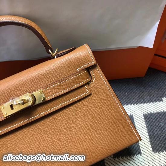 Grade Quality Hermes Kelly 20cm Tote Bag Original Leather KL20 Camel