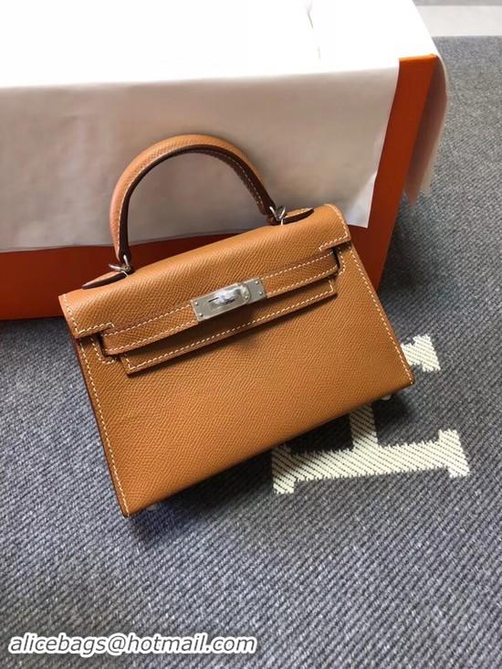 Grade Quality Hermes Kelly 20cm Tote Bag Original Leather KL20 Camel